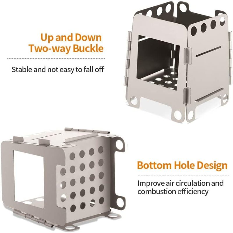 Camping Stove Wood Burning Stoves Portable Backpacking Stove Folding Lightweight Titanium Alcohol Stove for Outdoor Camping Hiking Hunting Picnic - Image 2