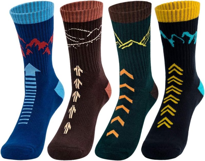 Mens Hiking Socks Moisture Wicking Cushion Crew Socks for Terkking,Outdoor Sports,Performance 2/4 Pack