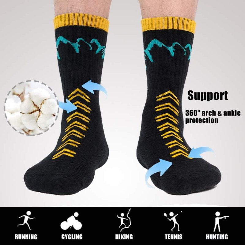 Mens Hiking Socks Moisture Wicking Cushion Crew Socks for Terkking,Outdoor Sports,Performance 2/4 Pack - Image 2