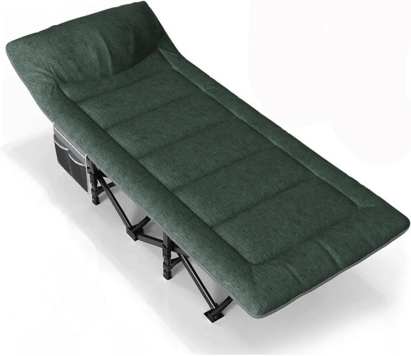 Camping Cot for Adults Most Comfortable with Pad and Pillow Portable Folding Bed for Sleeping with Mattress