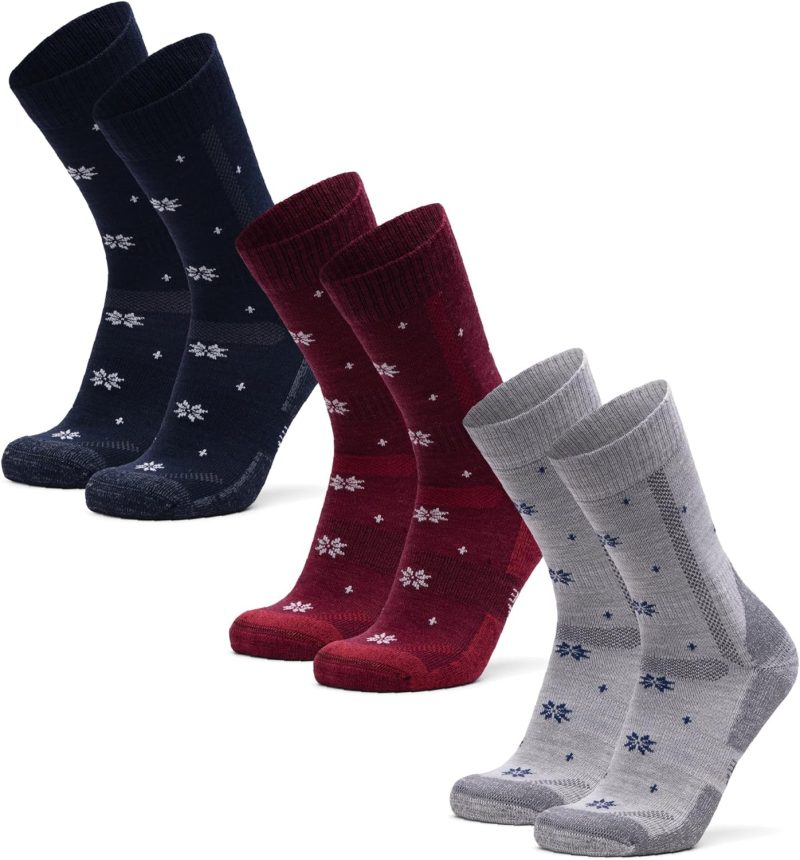 Hiking Socks, Merino Wool Socks, Anti Blister, Cushioned, Breathable, Men & Women, 3-Pack