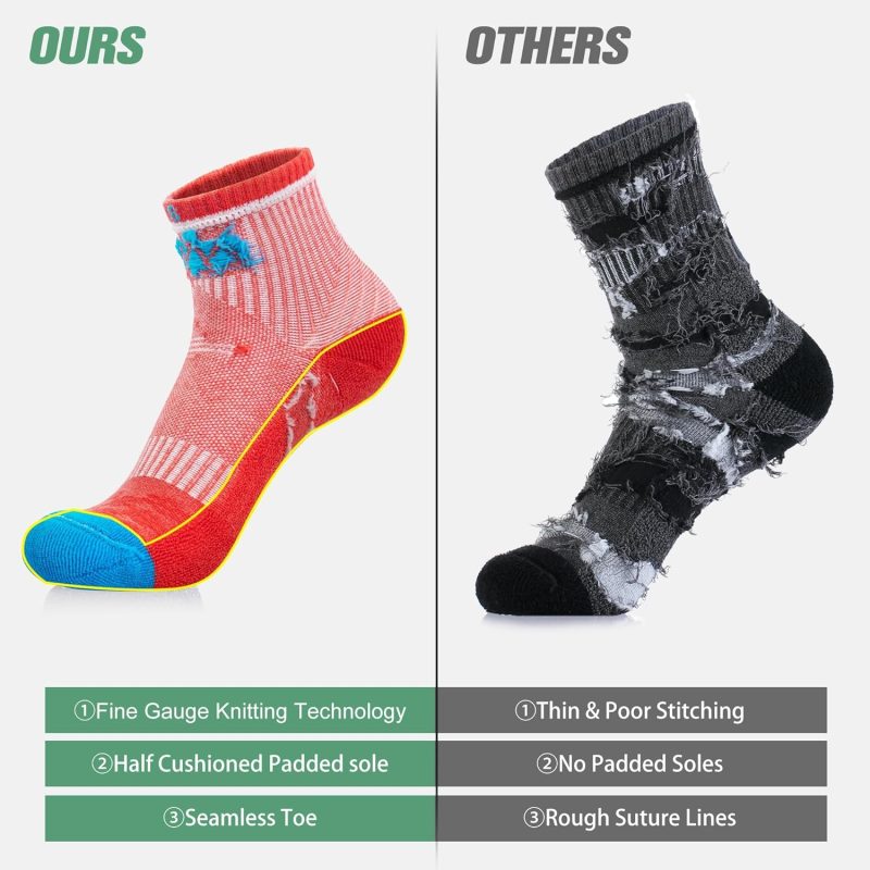 Quarter Ankle Hiking Socks for Women, Thick Cushioned Moisture Wicking Thin Sock for Hiking Walking Running, 5 Pack - Image 2