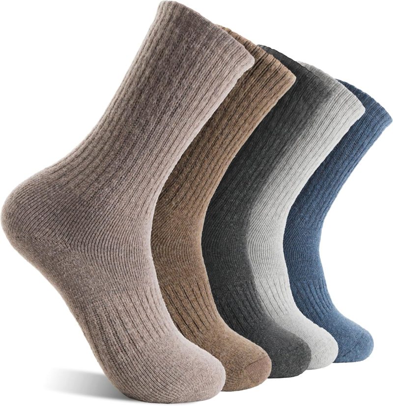 5 Pairs Womens Merino Wool Socks Hiking Warm Winter Thick Thermal Crew Cozy Cabin Ladies Gift Comfy Boot Work Socks